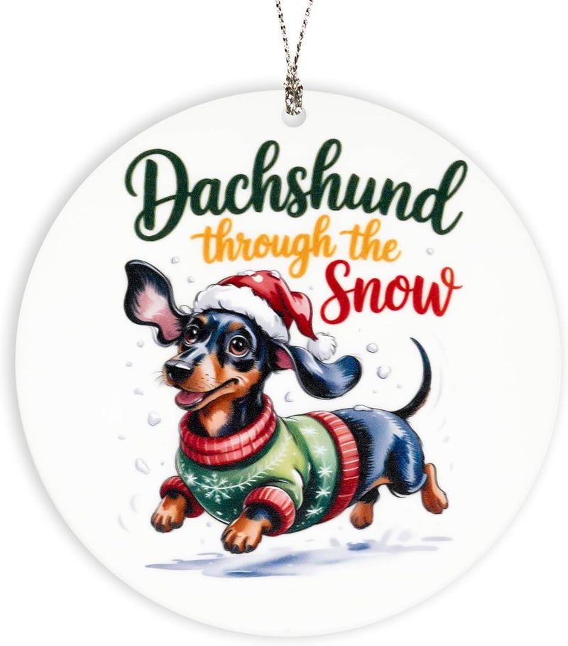 NELXI Dachshunds Gifts for Women, Dachshund Valentines Acrylic Ornament Christmas Holiday Hanging Decor Cute Wiener Dog Illustration Keepsake Pet Lover Tree Display Seasonal Home Accent - Image 1